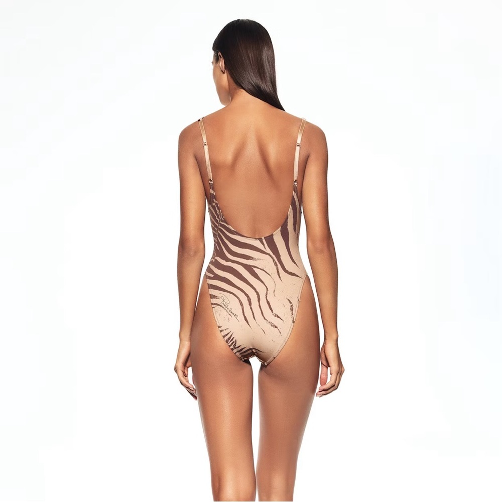 Skims X Roberto Cavalli Scoop Neck One Piece Zebra Print NWB NWT L - Picture 3 of 6